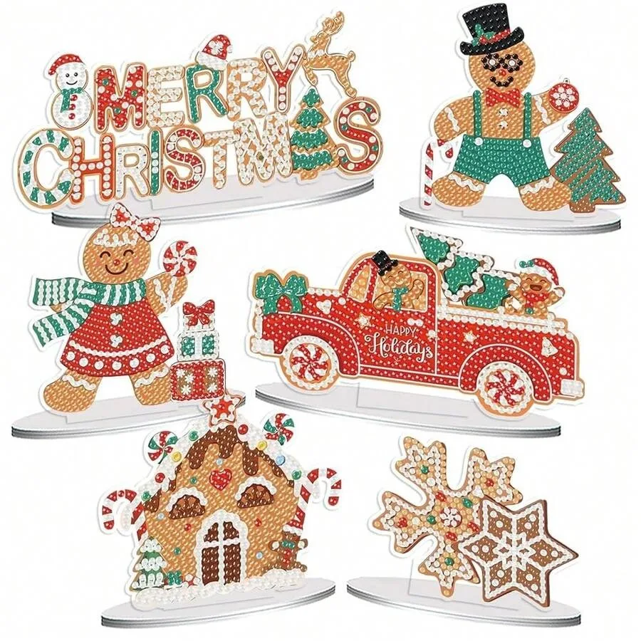 

Decor For Home Diamonds Art Kit Decorations 6 Pack Christmas Diamonds Painting Kit For Adult Tabletop Gift DIY 5D Diamonds Dots