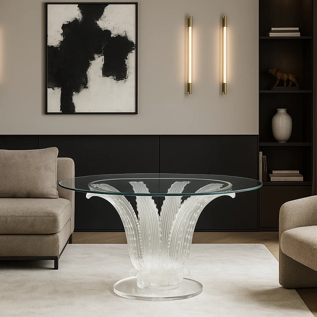 Custom Transparent Luxury Resin Crystal Table Chair Set Handcrafted Commercial Furniture for Living Room Hotels Clubs