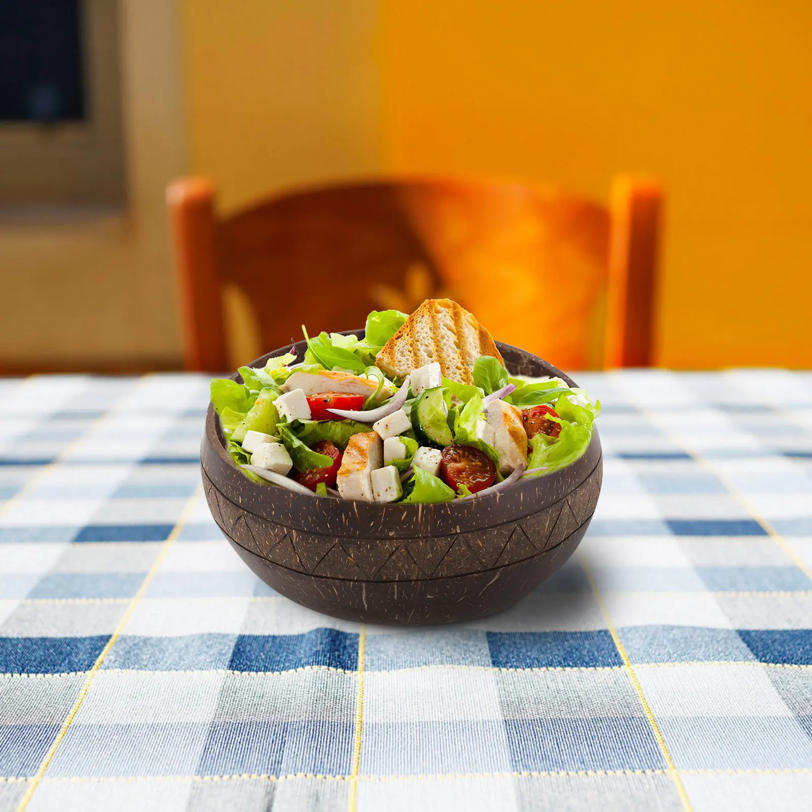 

1Pc Coconut Shell Bowl Eco Friendly Practical Multi Purpose Salad Fruit Dessert Color Creative Design