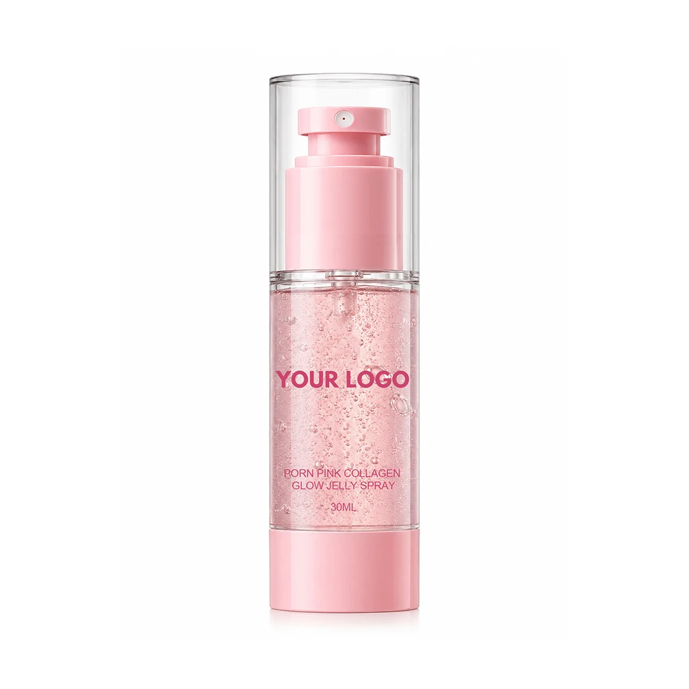 Pink Collagen Glow Gel Spray Private Label Custom Logo Vegan Makeup Wholesale Brightening Hydrating Face Mist Skincare Beauty