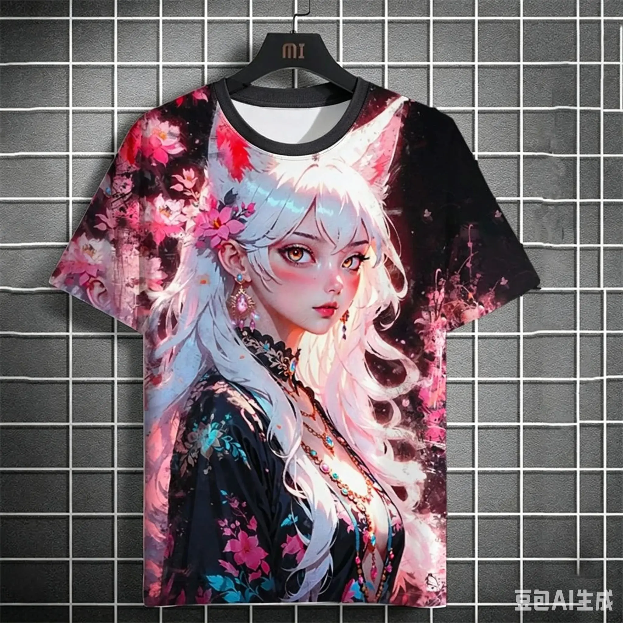 Harajuku Anime & Manga Mädchen 3D-Druck T-Shirt, Unisex Sommer Casual Tee, Rundhals Kurzarm, Kinder Mode Grafik T-Shirt – Detail 9