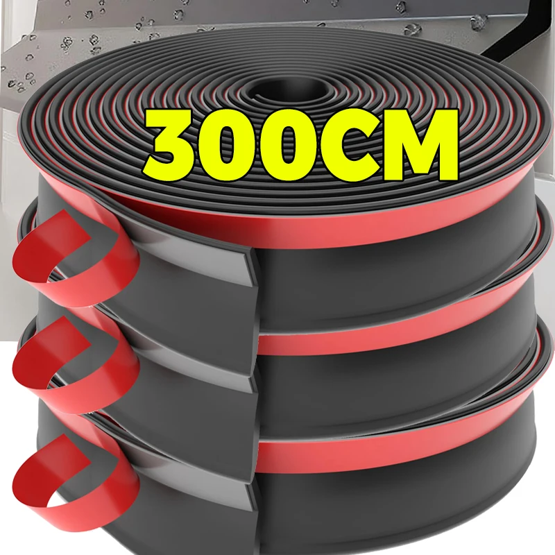 100/300cm Window Water Blocking Bar Window Rain Flashing Board Window Edge Waterproof Windproof Water Deflector Sealing Strip