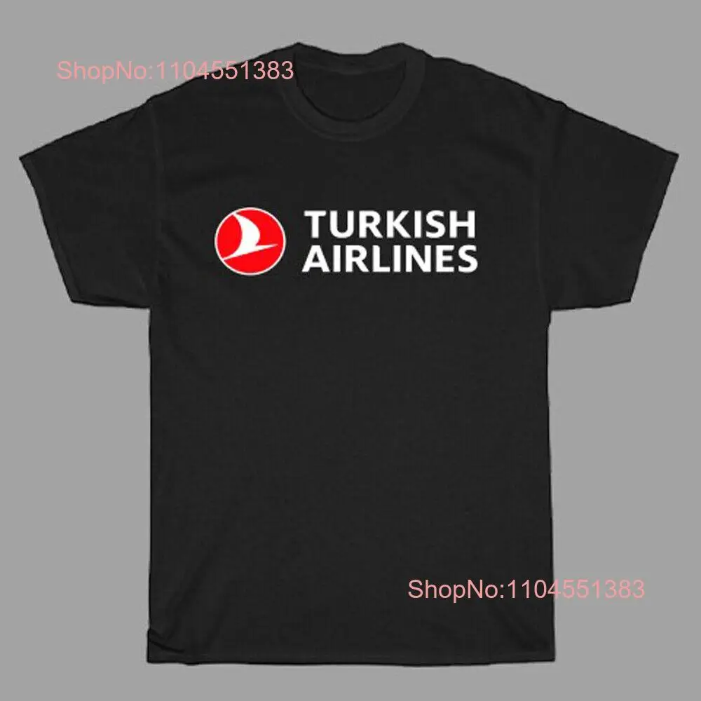 Turkish Airlines Airways Men's Black T-Shirt Size S to 5XL