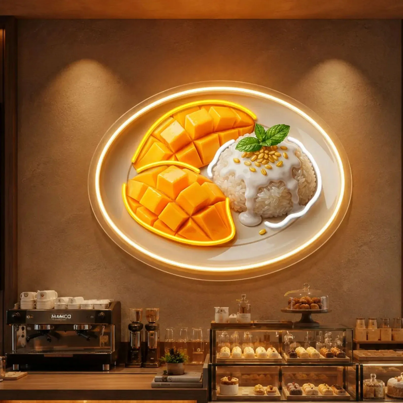 Mango Sticky Rice Neon Sign,Thai Dessert LED Neon For Restaurant And Cafe Decor,Thai Dessert Art,Mango Neon Sign,Business Sign