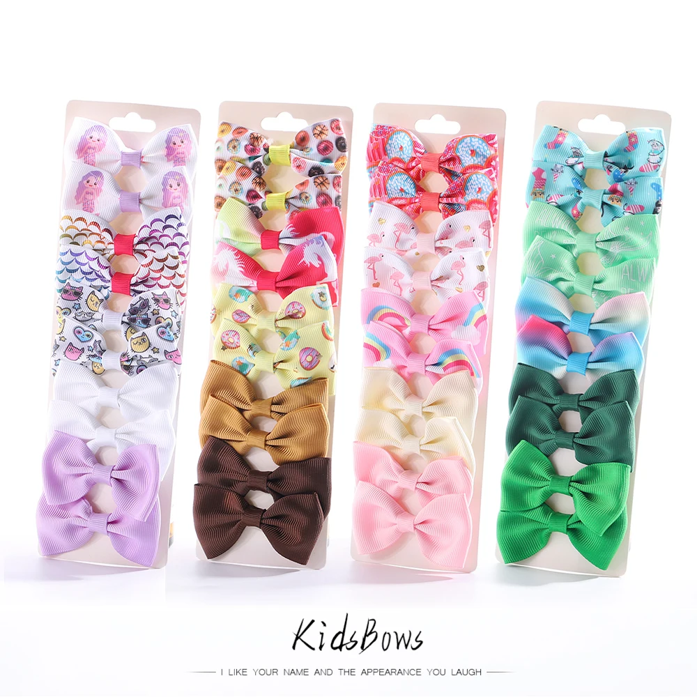 

10Pcs/Set Kids Bows Ribbon Hairclips for Girls Cute Print Bowknot Hairpins Children Fashion Handmade Hair Accessories Gifts