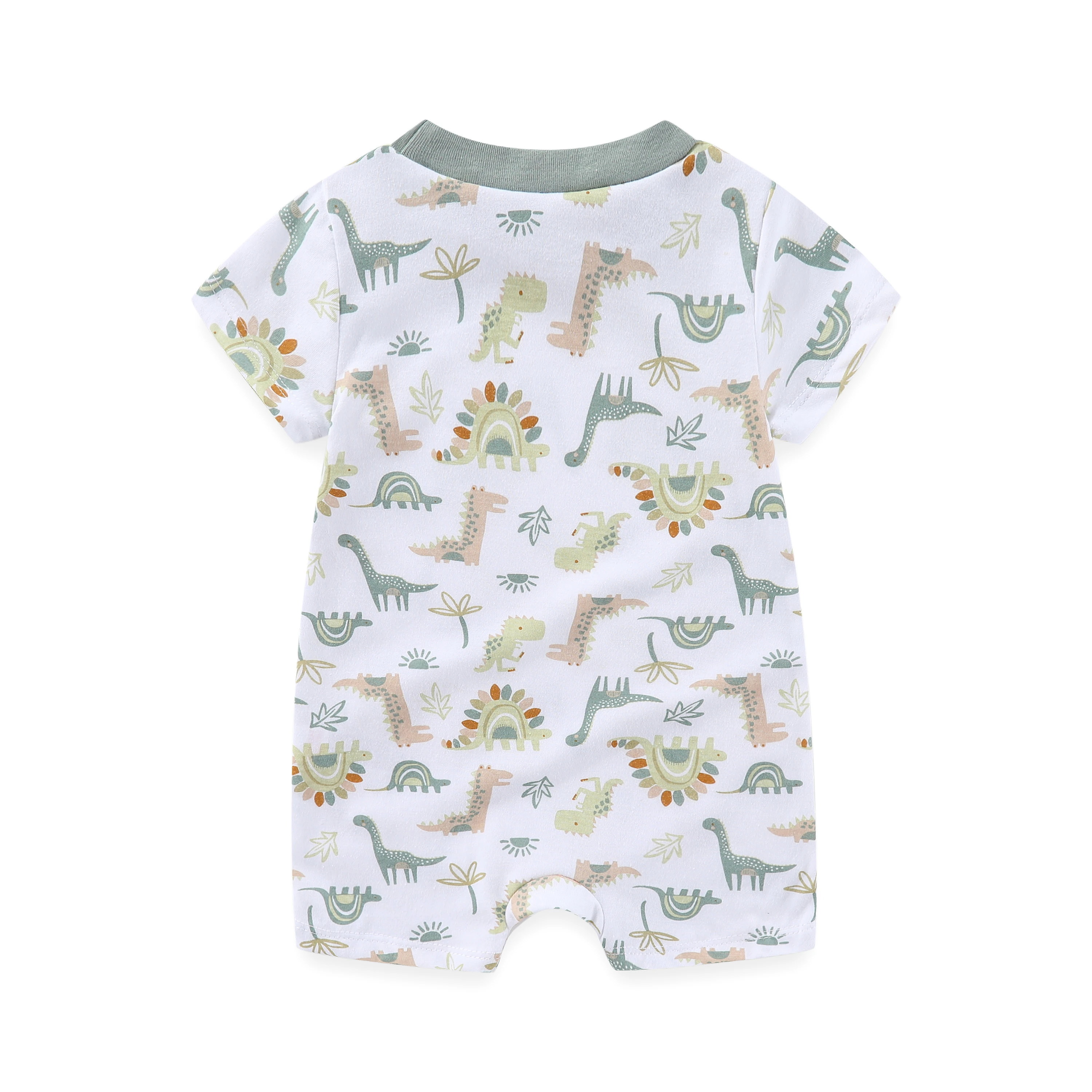 Newborn Baby Dinosaur Jumpsuit 2-Piece Set Of Striped Printed Baby Summer Short Sleeved Clothes