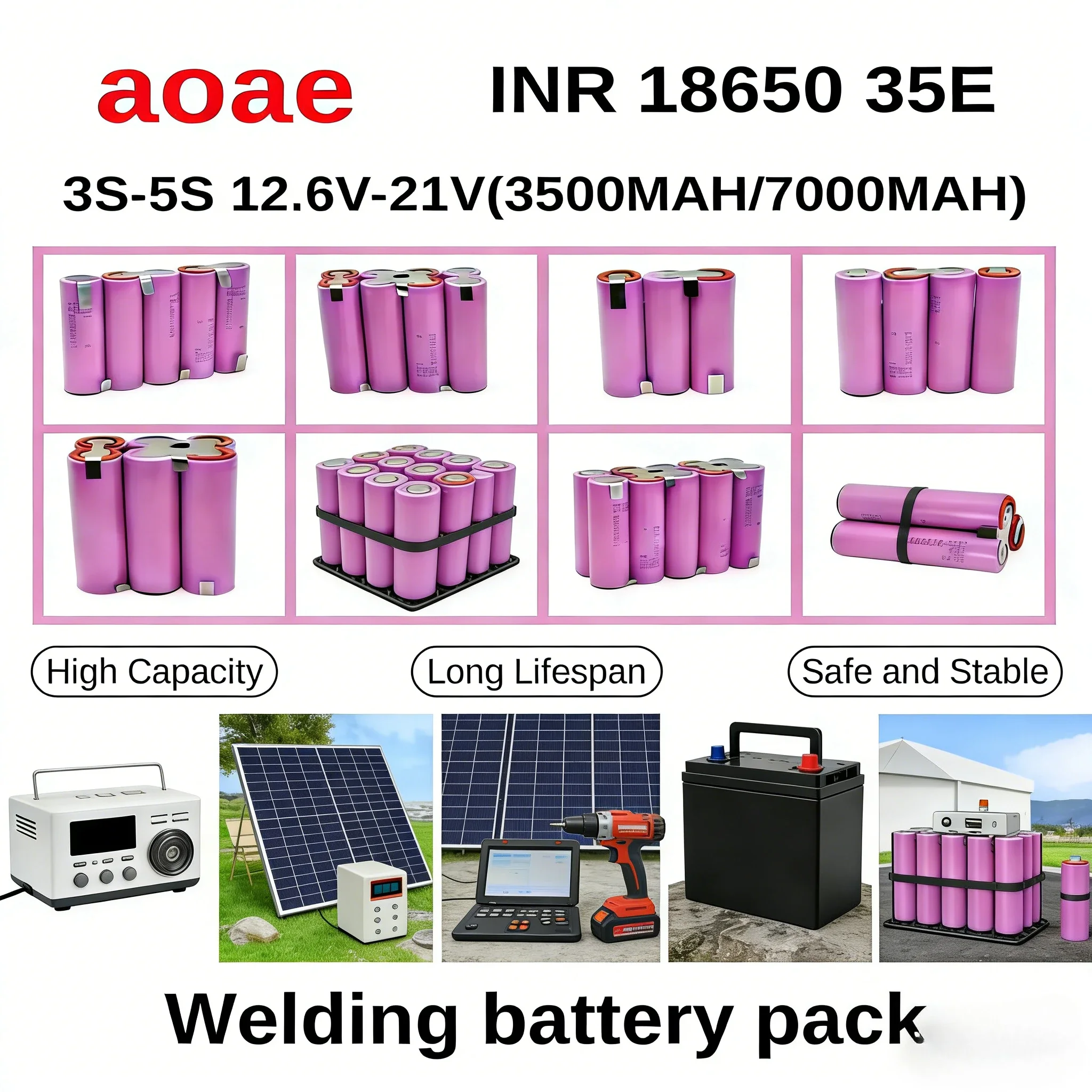 20A 18650 35E 3500mAh 7000mAh 3S 4S 5S 6S 8S 7.4V 12.6V 14.8V 18V 25.2V 29.6V for Screwdriver Batteries Weld Battery Pack💯