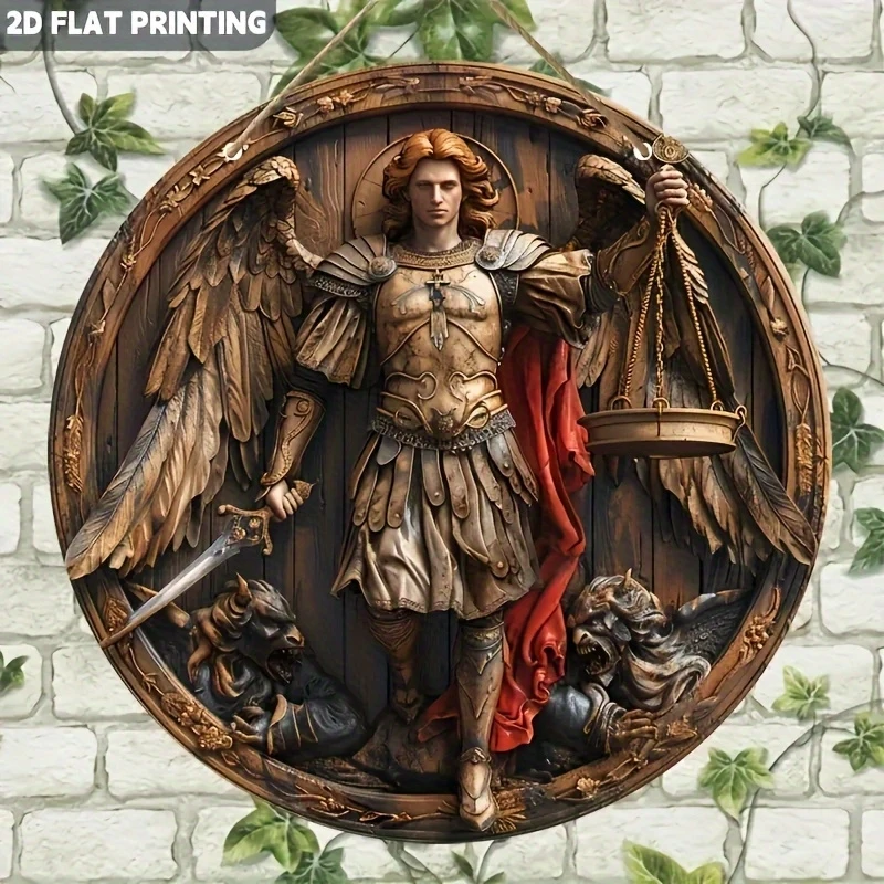 2D Angel Wooden Disc Wall Hanging Furniture Decor Outdoor Indoor Bedroom Entrance Hall Living Room Shooting Props DIY Compatible