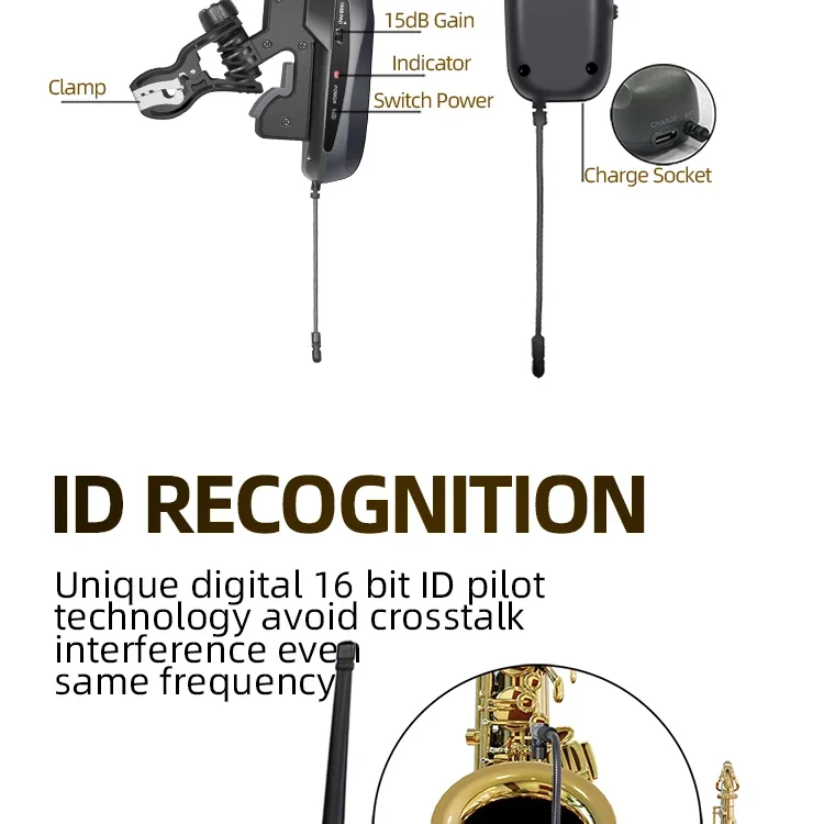 2025 gran oferta RBR d332 micrófono inalámbrico de saxofón digital con función de eco