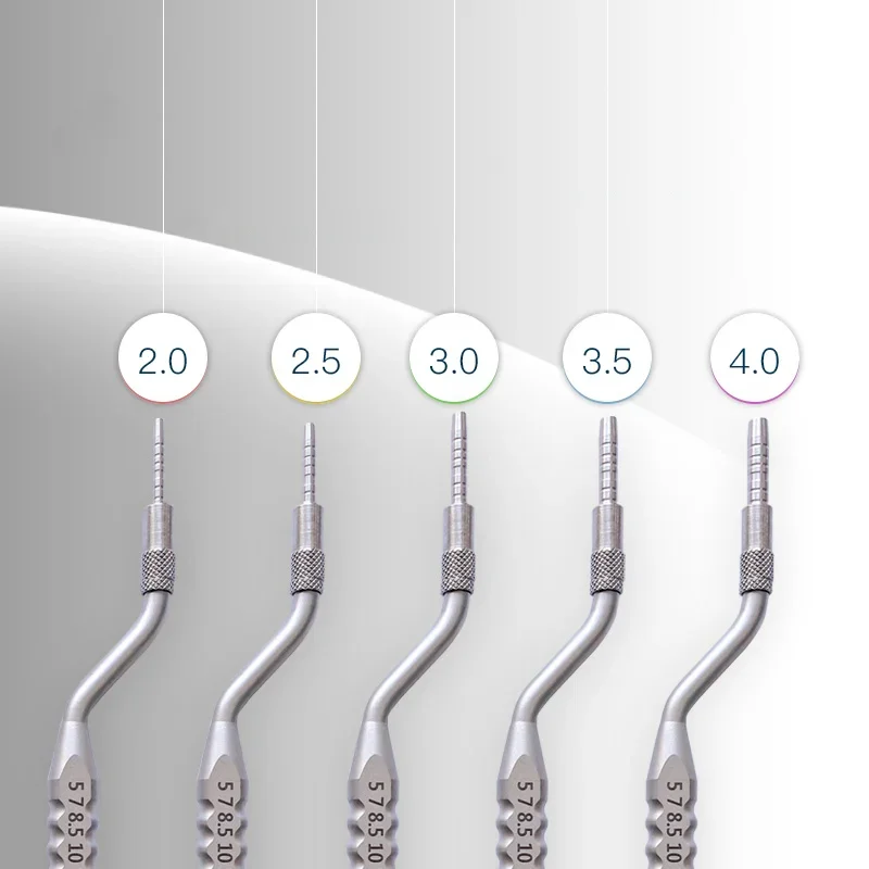 5 sztuk Sinus Lift Osteotomes zestaw zakrzywiony Off Set wklęsłe końcówki 2.0/2.5/3.0/3.5/4.0mm instrumenty do implantów dentystycznych narzędzia