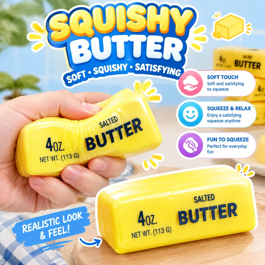 Squishy Mochi Butter Stick Bread Toy Slow Rising Realistic Food Stress Relief Soft Wet Mud Feel Finger Sucking Squishy
