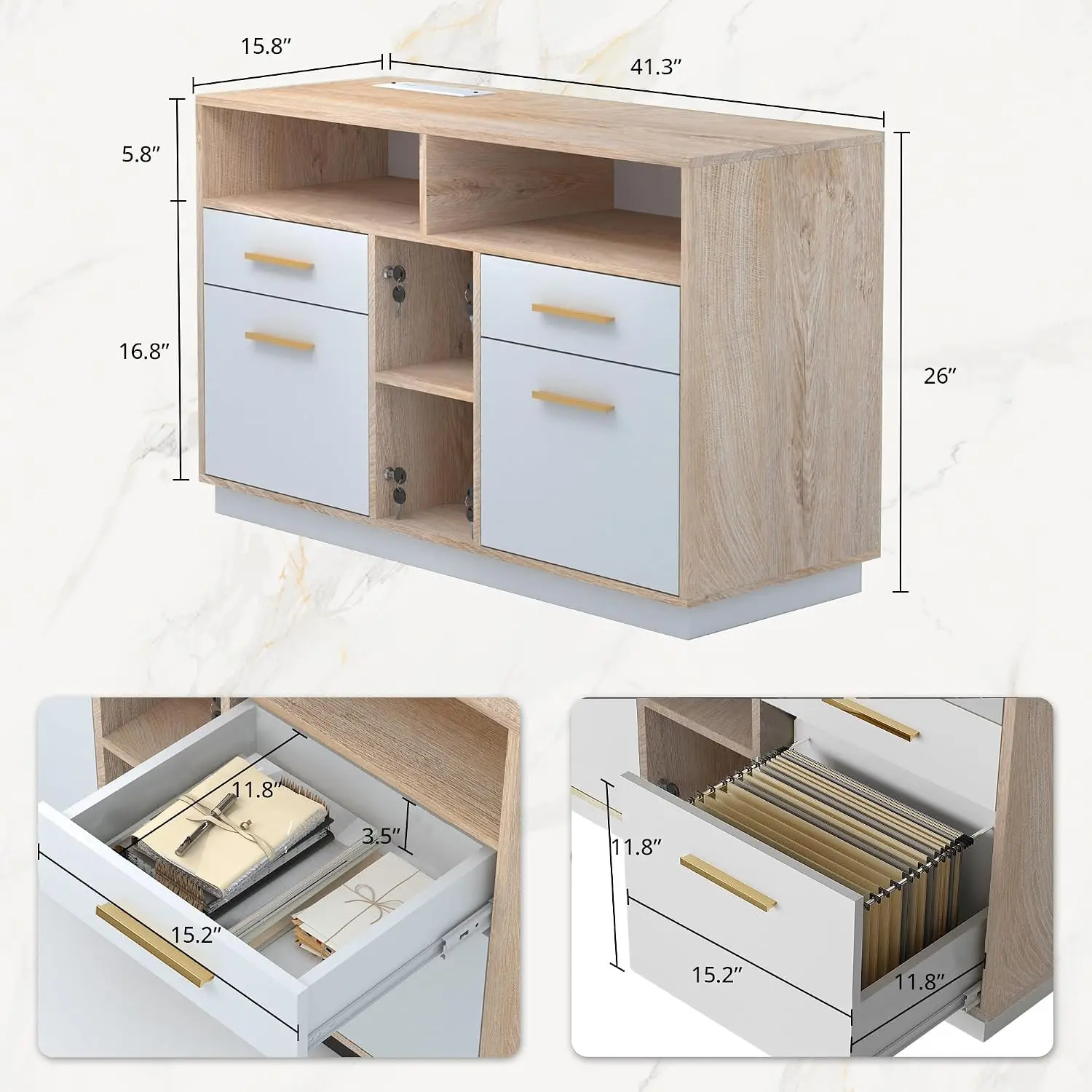 4 Drawer File Cabinet with Lock for Home Office, Customized