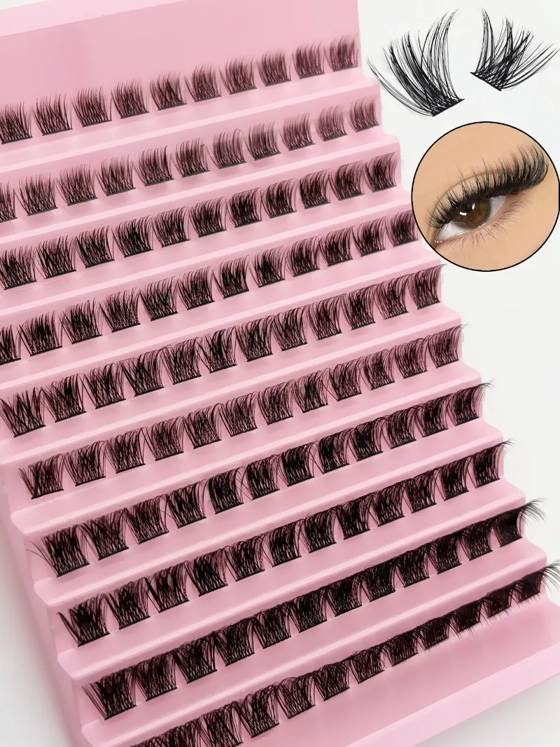 120 Stück Cluster-Wimpern, 8–16 mm, dünne Einzelwimpernverlängerungen, natürlicher Look, D-Locken, flauschige Cluster-Wimpern, DIY-Wimpern