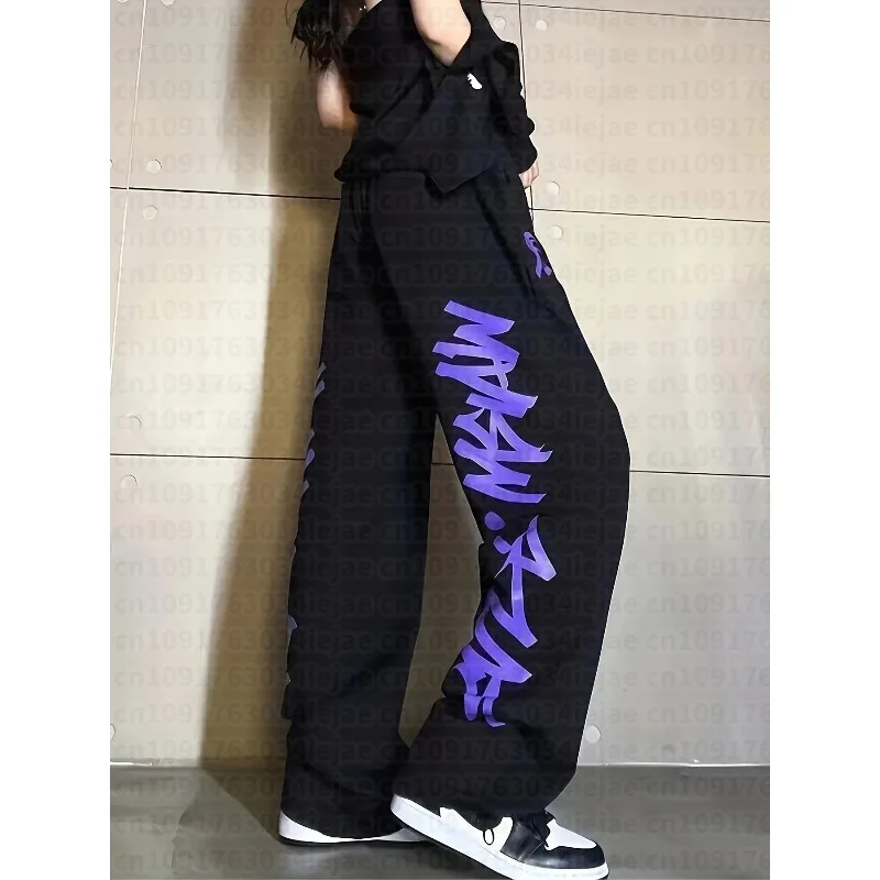 Men Kid Western Jazz-Style Trousers/Street Dance Purple Print/Athletic Pants Elastic Waist/Running Outfit Drawstring Joggers