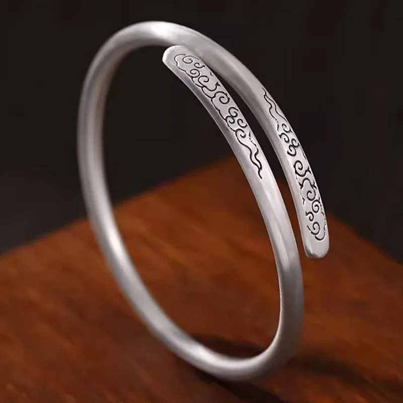 

Браслет Lucky Cloud из стерлингового серебра 925 пробы, регулируемый браслет в этническом стиле в стиле бохо, женский простой художественный открывающийся ювелирный подарок для вечеринки