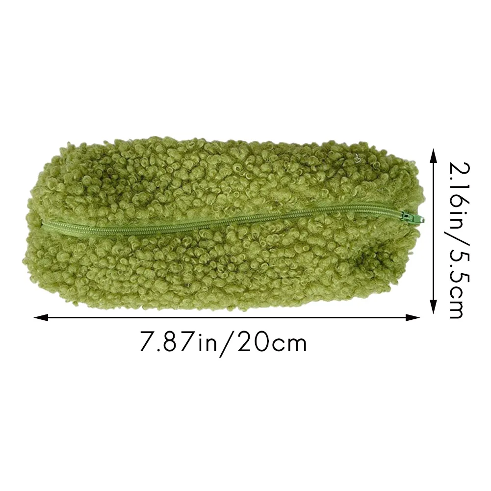 Pencil Case Pen Pouch Plush Kawaii Zipper Bags Cosmetic Make Up Organizer Pouch School Office Supplies(Beige)