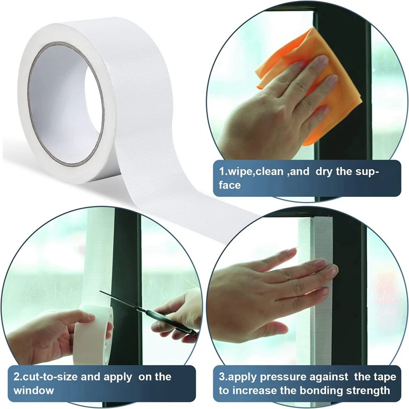 2X Window Weather Tape, Sealing Tape, Plastic Weather Tape, Sealing Tape, Waterproof, No Residue Sealant Strip (White)