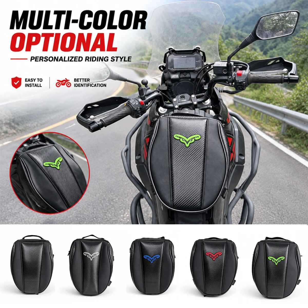 3-in-1拡張式バイク用タンクバッグ、リアシート用テールバッグ、スリングバッグ、クロスボディバッグ、防水仕様、バイク用収納バッグ