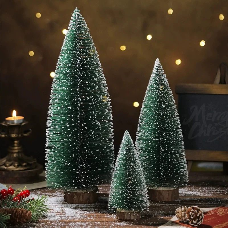 

Mini Christmas Tree Bottle Brush Tree Artificial Green Christmas Village Accessories Christmas Table Store Window New Year Decor