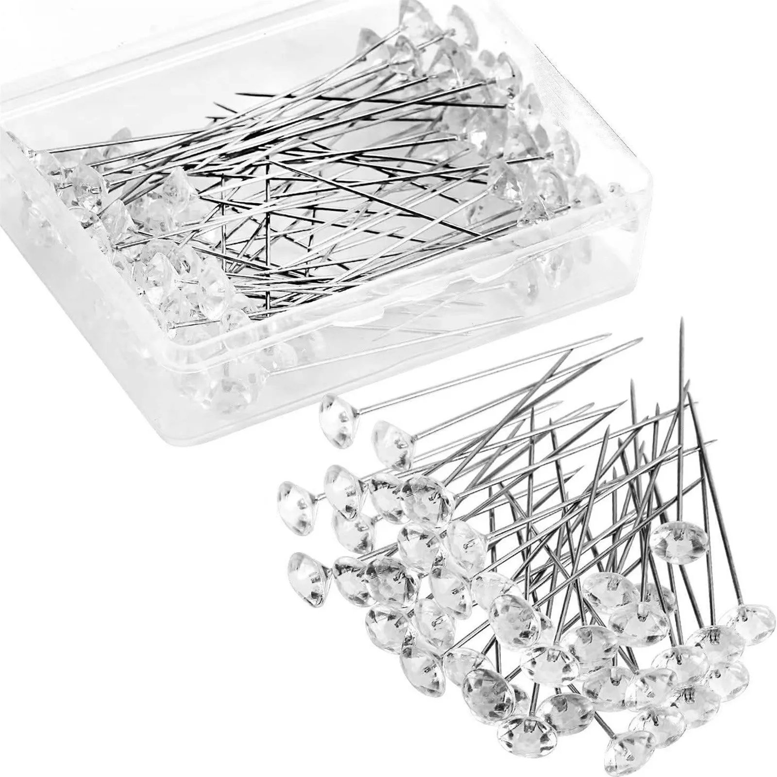 100pcs Diamond Bouquet Corsages Pins Flower Crystal Rhinestones Floral Pins Diamonds Pins for Bouquets Wedding Bridal Decor