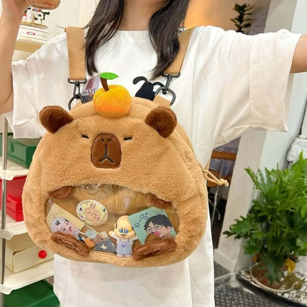 Bolso de hombro multifunción Capybara Itabag, bolsa con cremallera, artículo pequeño, bolsa de muñeca transparente, cartera colgante, mochila de Anime, regalo