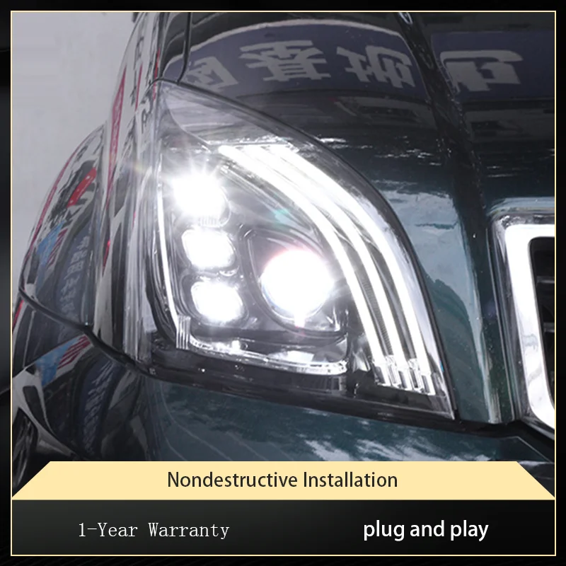 

Автомобильные фары для Toyota Prado 2003-2009 LC120, светодиодные фары, обновленная сборка, линза проектора, лампа DRL, аксессуары для инструментов