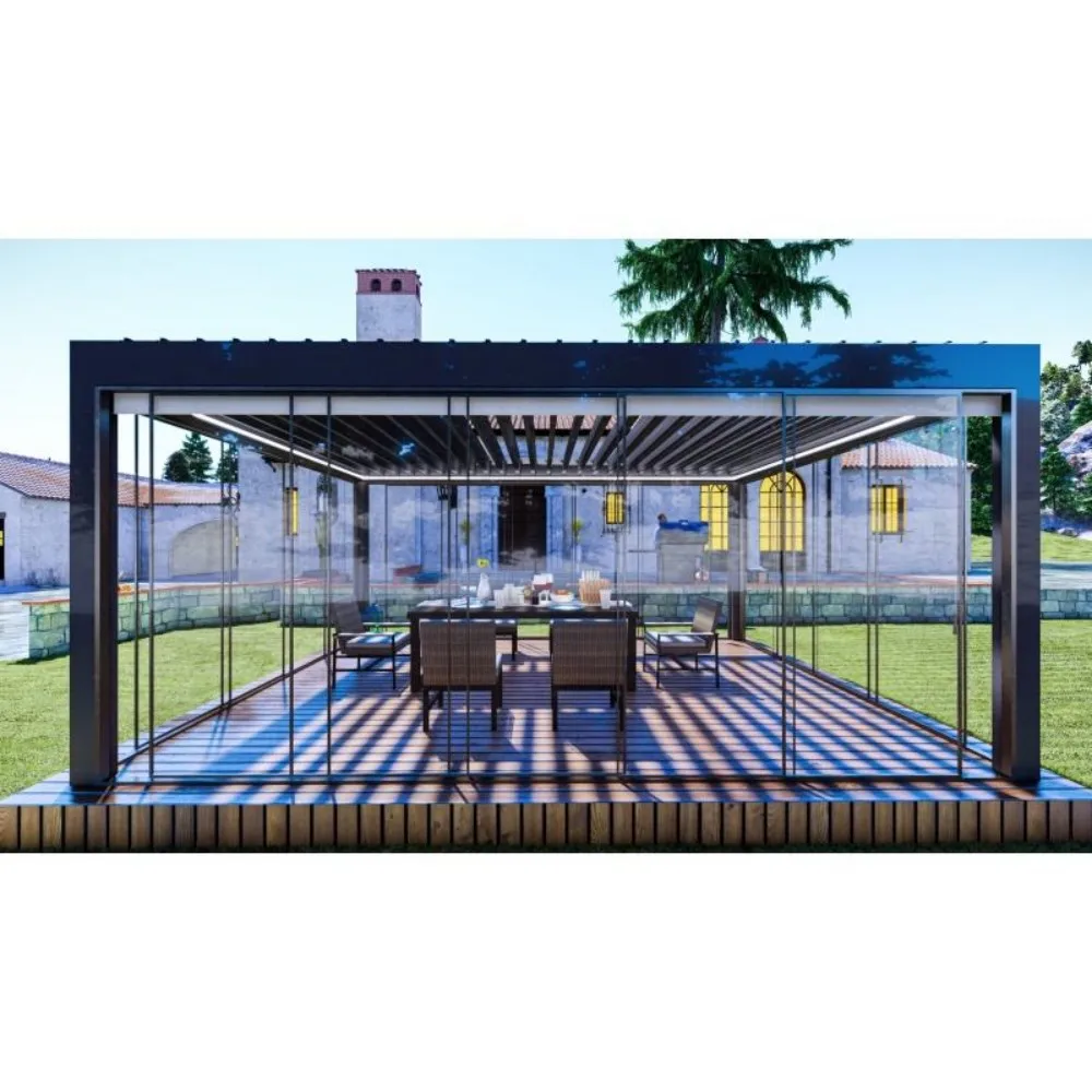 3X3m Waterproof Electric Louvered Roof Metal Gazebo - Outdoor Garden Shelter with Adjustable Blinds & Durable Frame