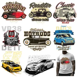 Cool Cars Patches Heat Transfer For Mens Tshirt Ironing Stickers For Hoodies Diy Iron On Patches Washable Garment Accessory