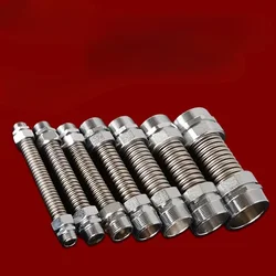 1PC Stainless Steel Central Air Conditioning Corrugated Pipe Iron Head Double Outer Wire Cold and Hot Explosion-proof Metal Hose