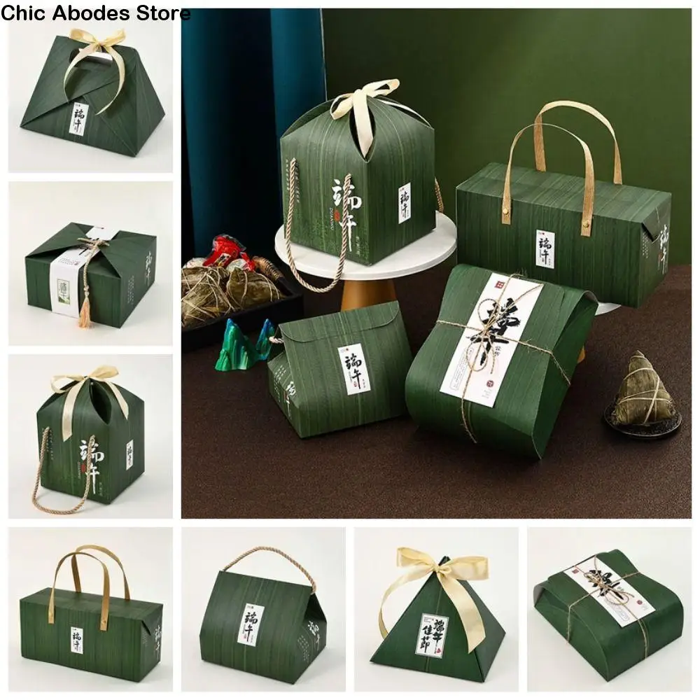 

Cute Dragon Boat Festival Gift Packing Box Triangle Design Paper Gift Zongzi Box Antique Elegant Chinese Style Gift Bags