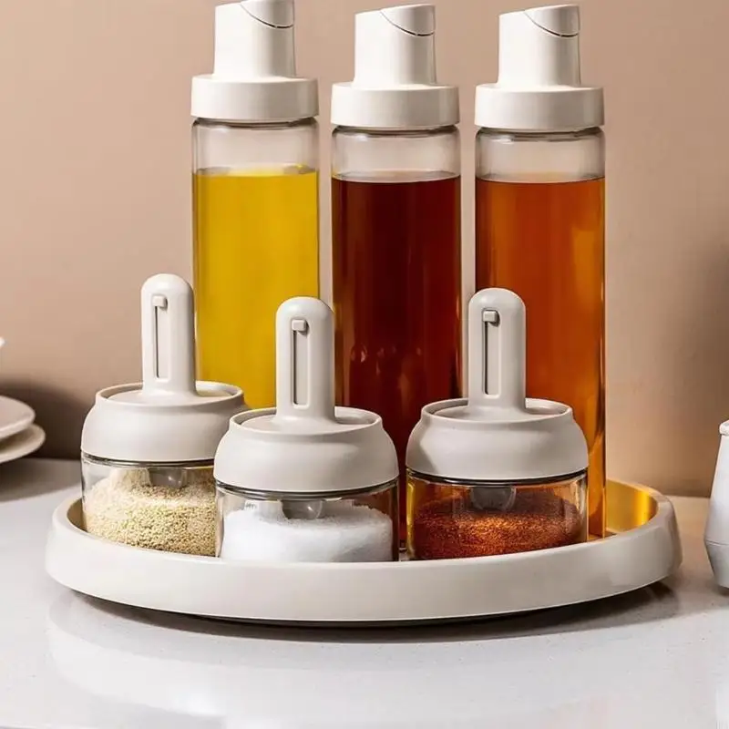 

Pack of 2 Durable Spices Storage Jars Retractable Spoon Glass Kitchen Container