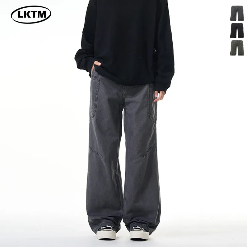 

Серые брюки для спецодежды, свободные прямые мужские и женские повседневные брюки Cleanfit с несколькими карманами в американском стиле High Street