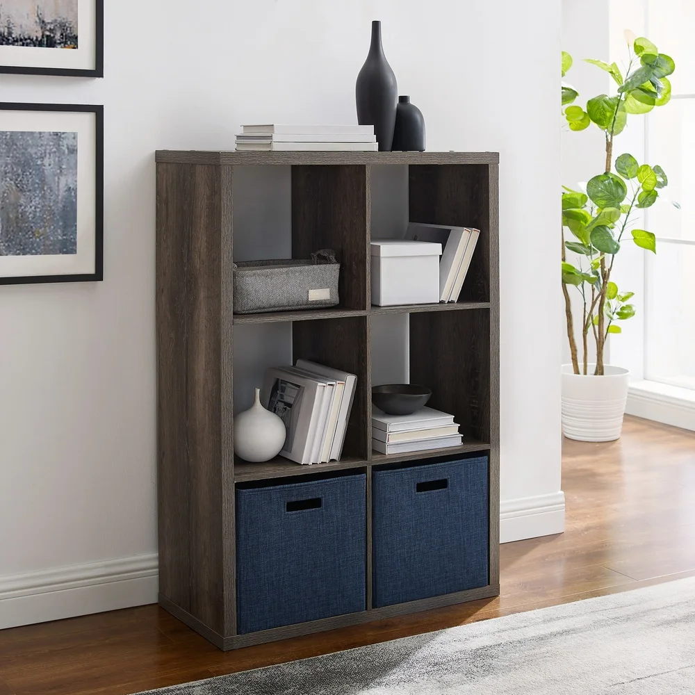

Versatile Six-Cube Storage Cabinet Gray Finish Ideal Organization in Bedroom Living Room Kitchen Durable Assembly Required