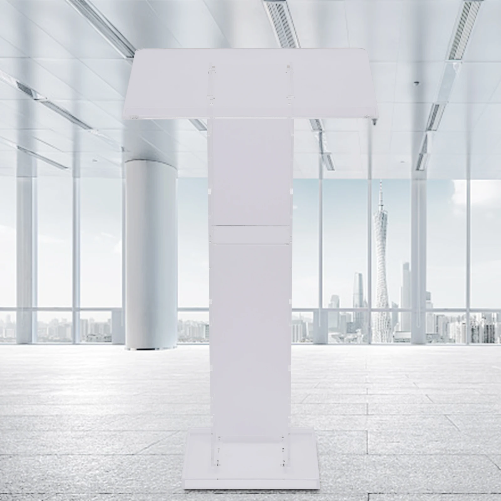 Acrylic Podium, Sloping Design for Document Viewing, Transparent, Durable, Easy to Install