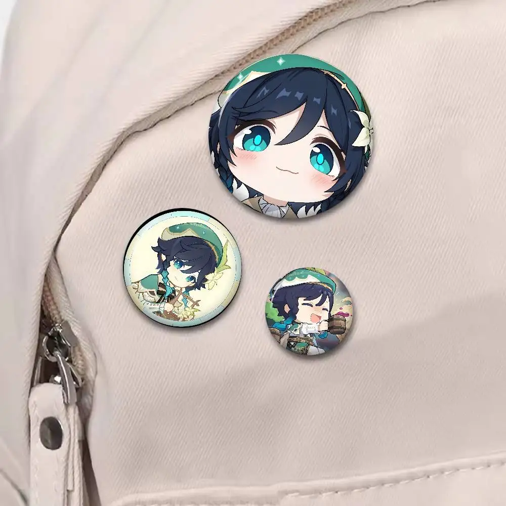 Venti Genshin Impact Soft Button Pin Bright Printed Icon Gift For Friends Badge Collar Brooch Lapel Pin Metal