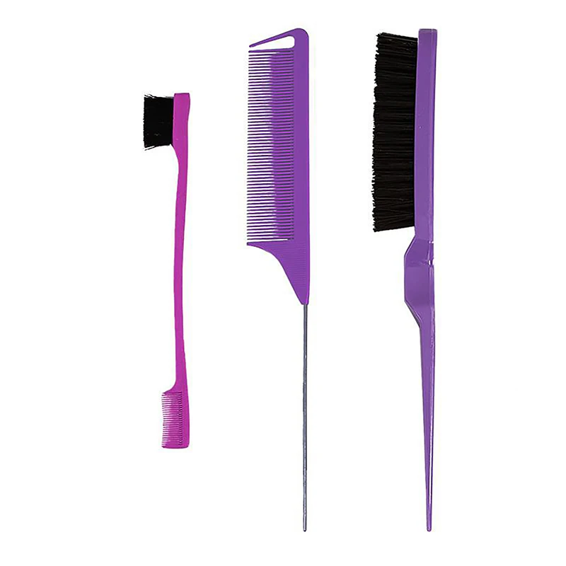 Peigne de contrôle des bords double face, brosse à cheveux, accessoires de coiffure, peigne de séparation, 3 pièces