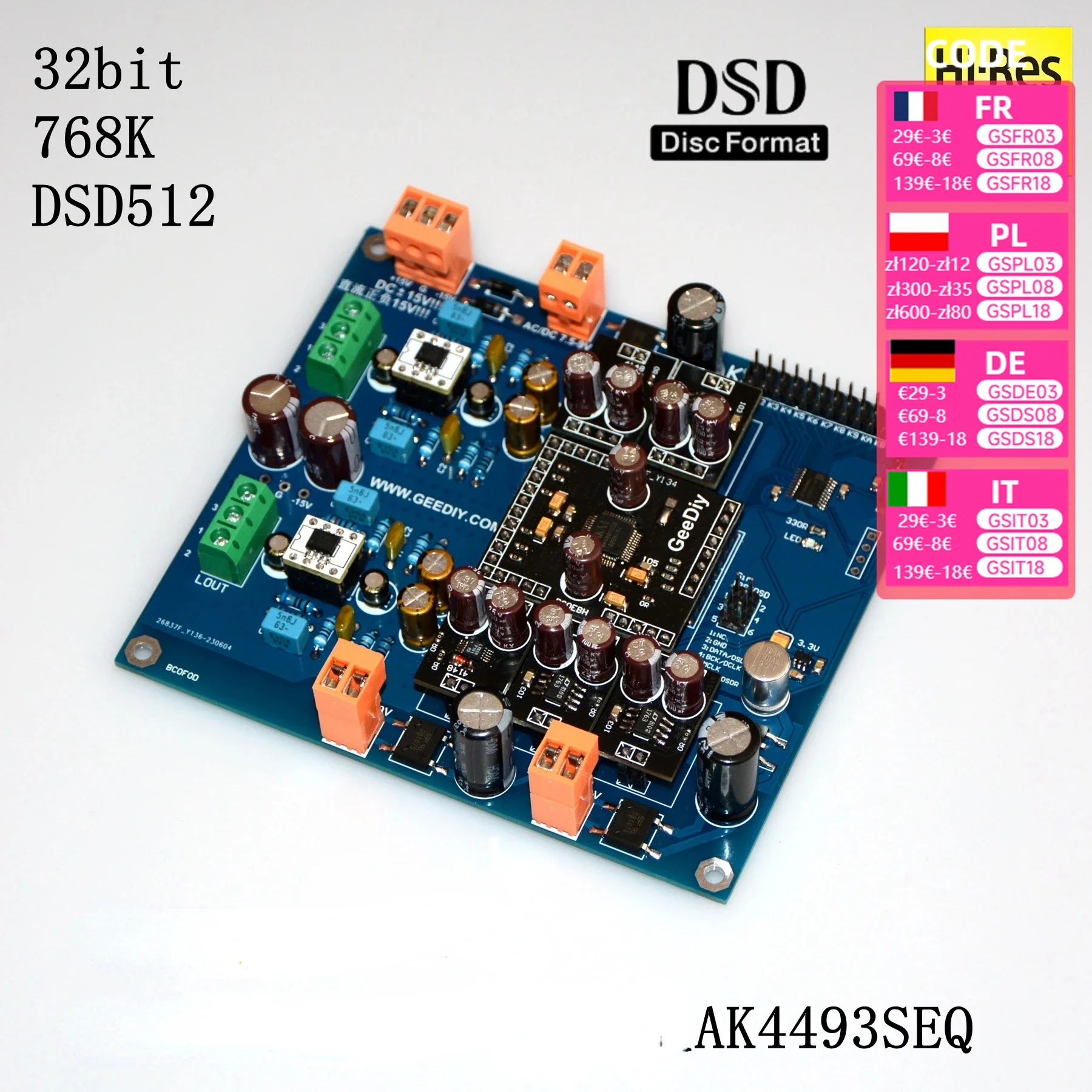 Nvarcher Balanced Updated AK4493 SEQ I2S/DSD DAC Decoder 32bit 768K DSD512