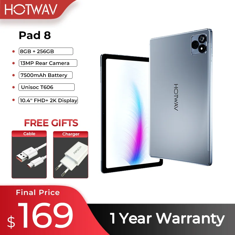 جهاز لوحي HOTWAV-Pad 8 أندرويد 13 ، شاشة 2K ، Unisoc T606 ، ma ، FHD + ، كاميرا 13 ميجابكسل ، ، كمبيوتر شخصي ، الأحدث