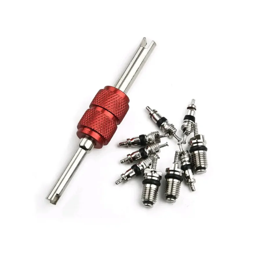 10Pcs/Set Auto Car A/C Air Conditioning System Repair Car Air Conditioner Valve Core with Wrench Removal Installer Tool Vehicle