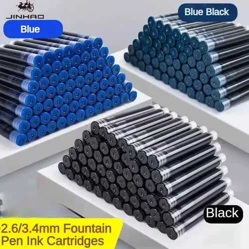 500/10 Uds JINHAO 2,6mm/3,4mm negro/azul pluma estilográfica tinta Universal cartuchos recargas papelería escuela Oficina suministros