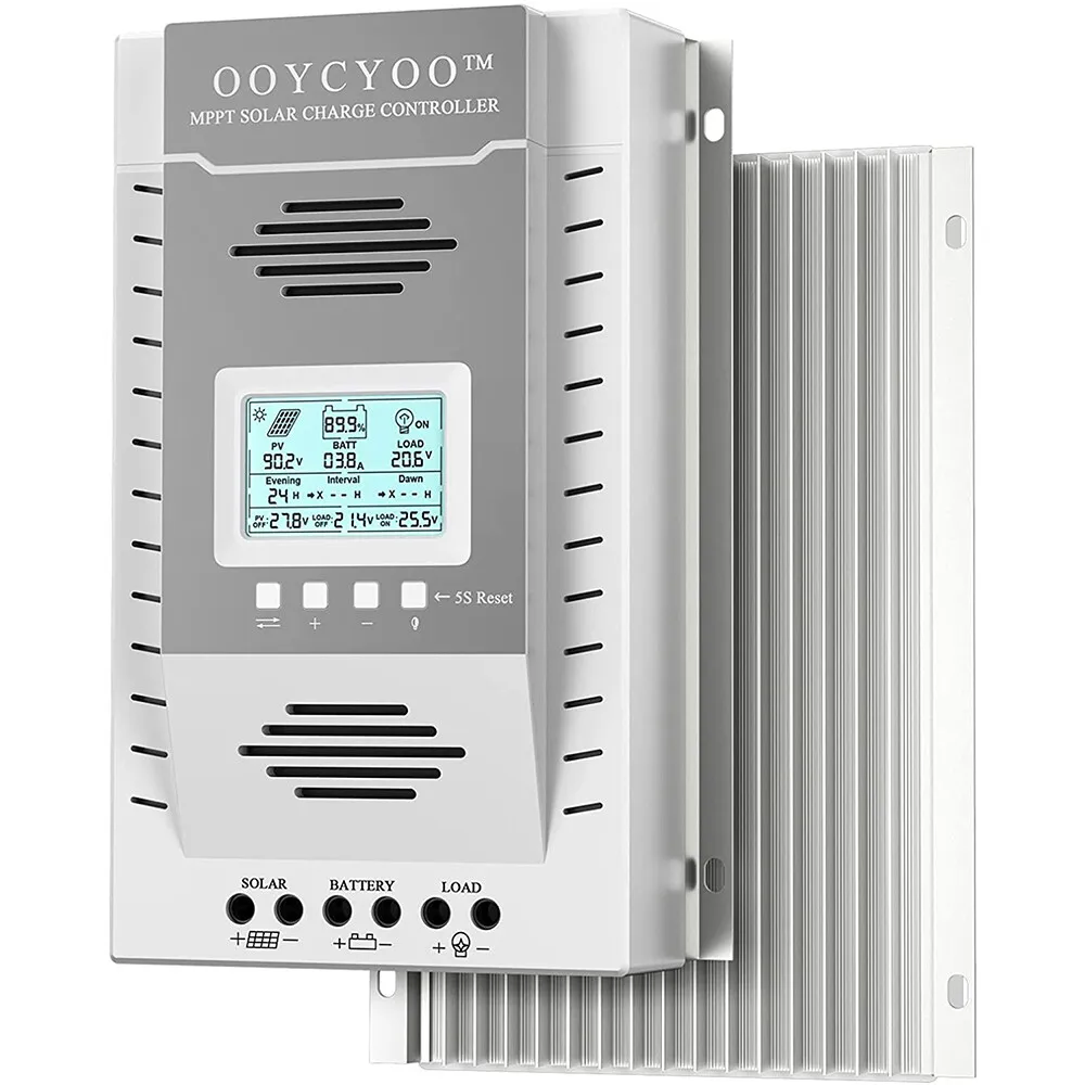 OOYCYOO MPPT جهاز التحكم في الشحن 100 أمبير 12 فولت/24 فولت، منظم شحن الألواح الشمسية 100 أمبير مع شاشة LCD Blacklight بحد أقصى 100 فولت #1