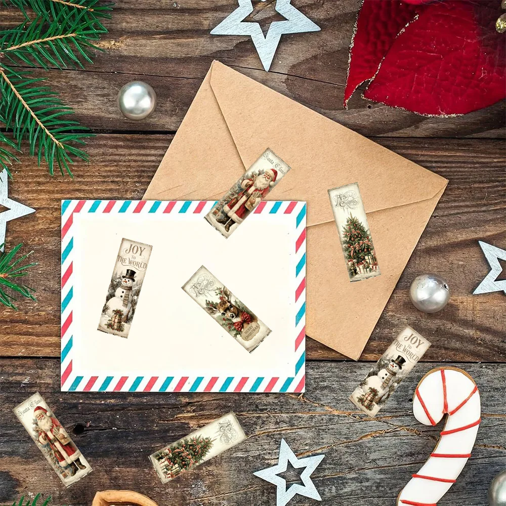 4 Rolls Vintage Christmas Sealing Sticker Rolls, DIY Decorative Stickers for Holiday Gifts, Gift Boxes & Journals