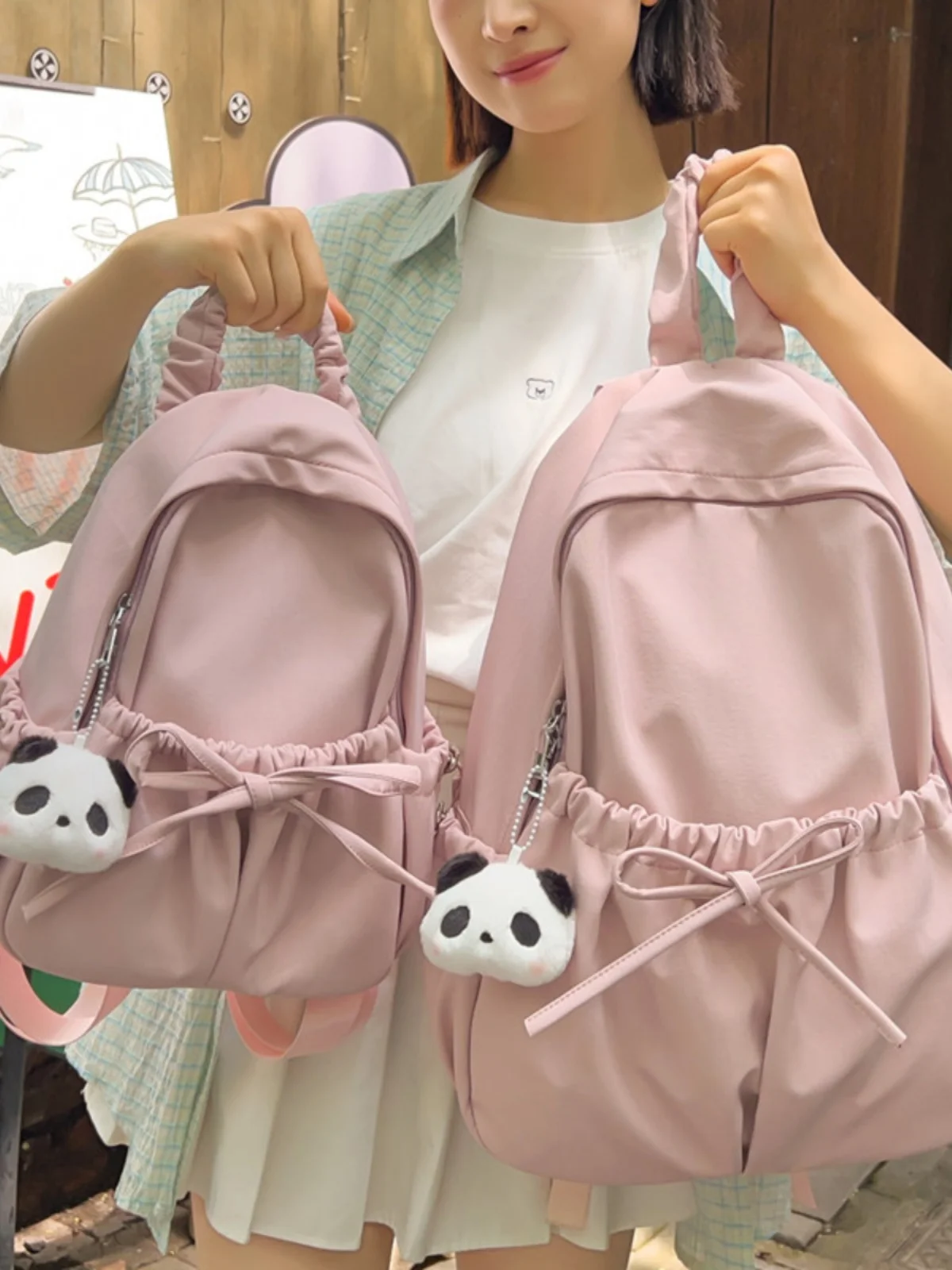 

Cute Knot Double oulder Bag for High School Middle School College Students Bapa Soft Nylon Casual Commuter Sle