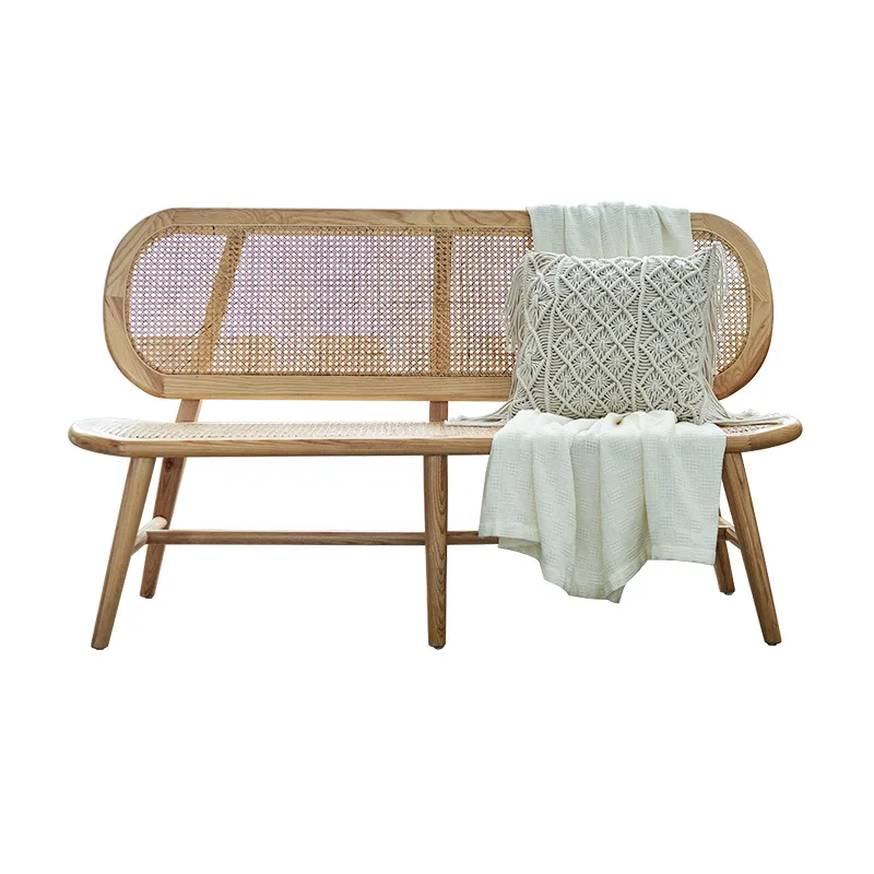 

Natural rattan sofa combination, Nordic home solid wood back chair, simple balcony leisure chair