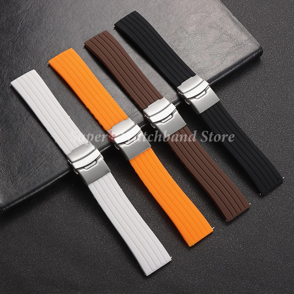 Cierre de correa de reloj de acero inoxidable de 16/18/20/22mm para hebilla plegable Seiko doble presión accesorios de reparación de correa de reloj negro plateado