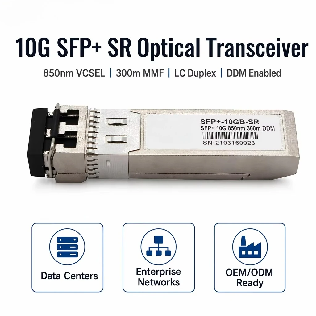 10GBASE-SR SFP+ Optical Transceiver 850nm 300m OM3 400m OM4 MMF LC DDM Multimode Fiber Module