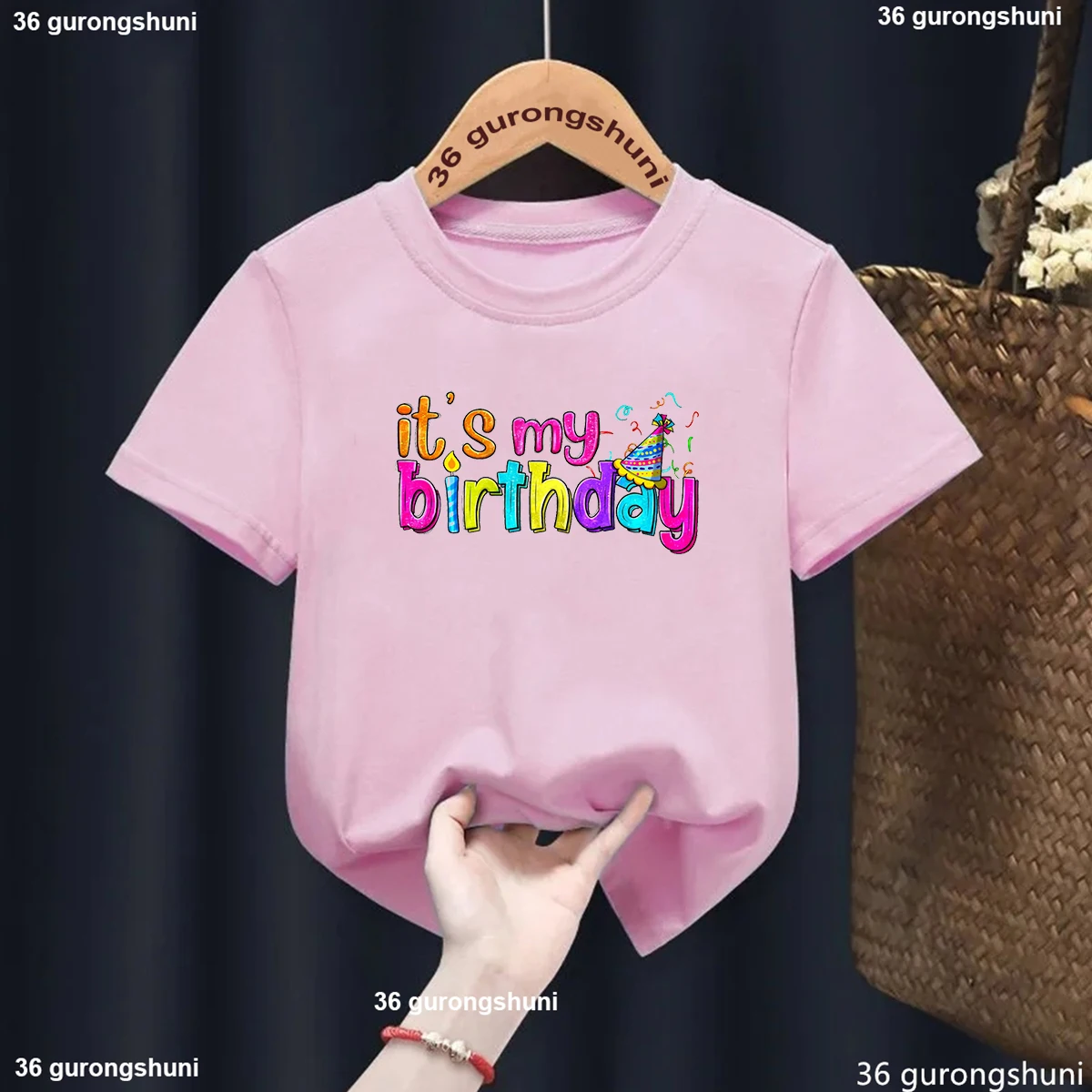 Princess Girl Birthday Party T-Shirt 'It's My Birthday' Graphic Print Top for Girls Birthday Gift Idea Girls' Costume T-shirt