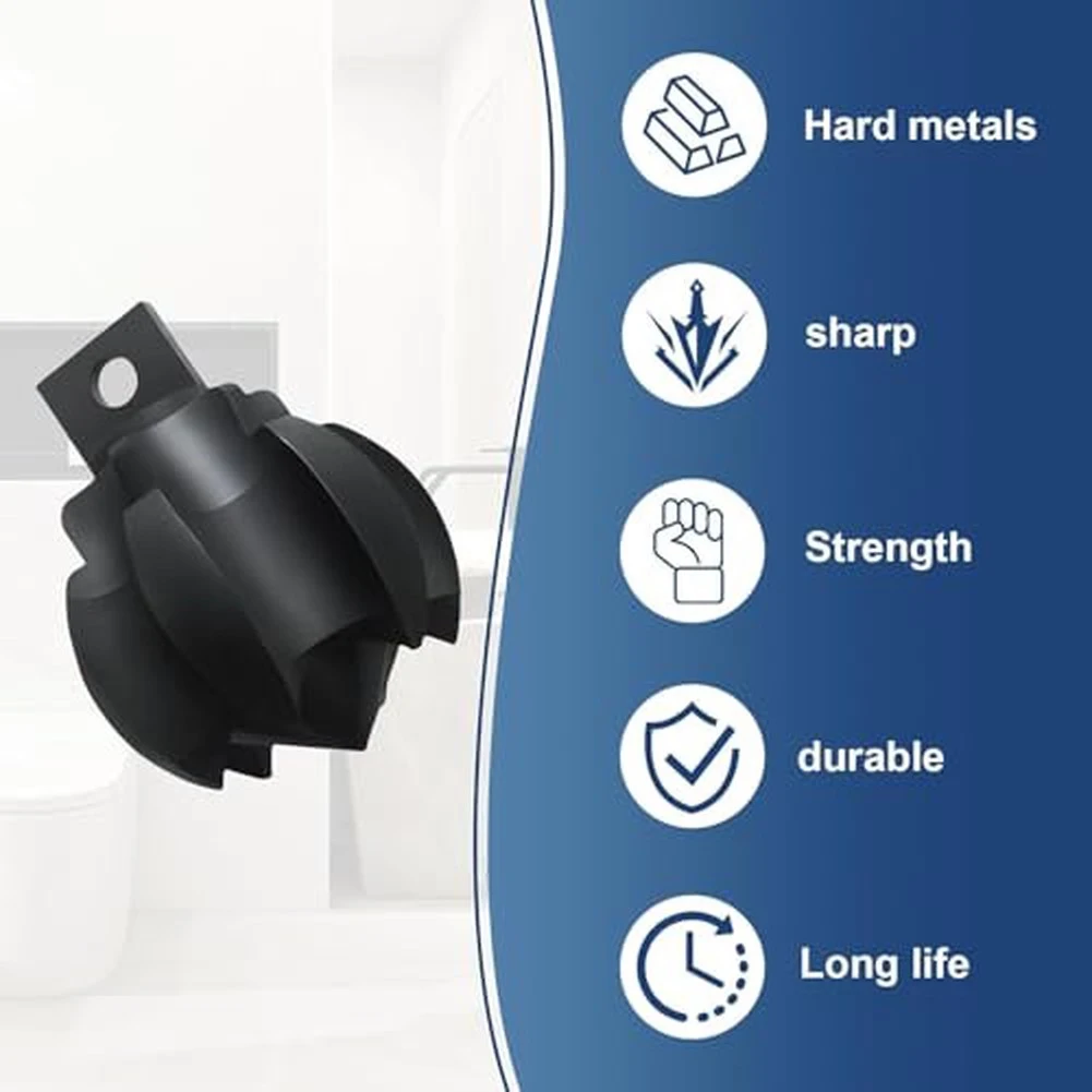2Inch Hexa-Blade Pipe Cleaning Head For Sewer Drain Machines, Heavy Duty CNC Steel Cutter Bit For Kitchen Toilet Roots