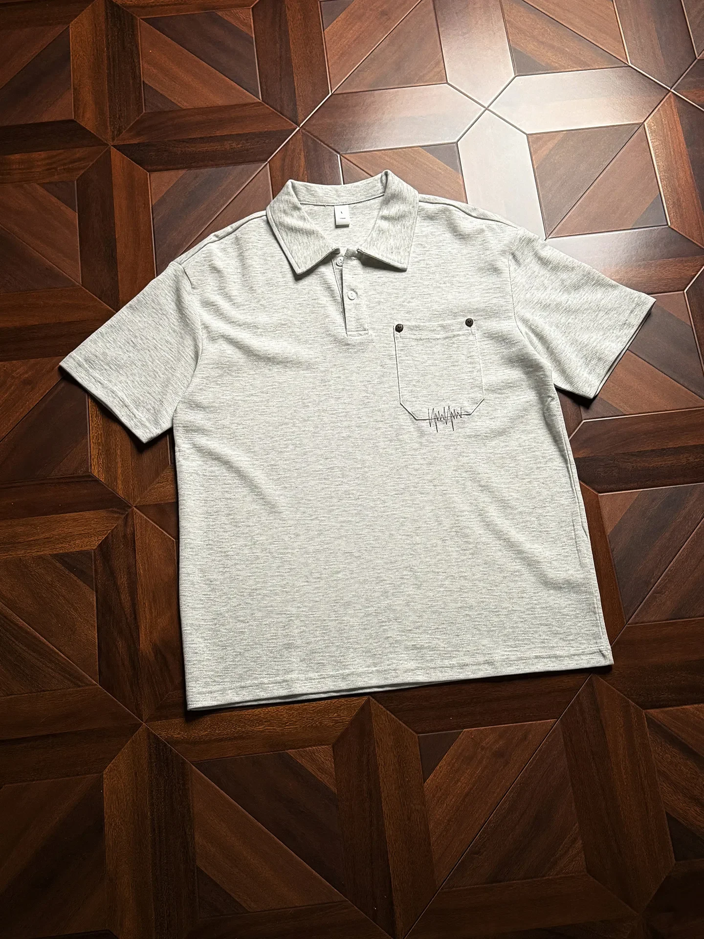 Classic lapel short placket 7.4oz loose and neat short-sleeved T-shirt, minimalist premium polo