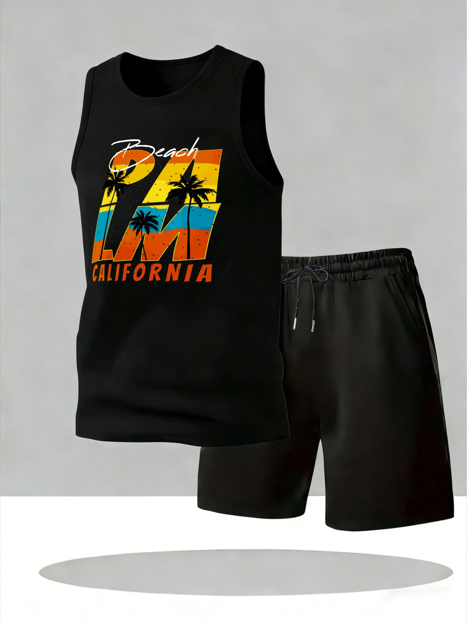 

Men's Tank Top Sets 2026 Summer Quick drying beach Breathable crewneck running sweat suit sports clothing set oversize